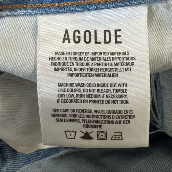 New Agolde Long Parker Denim Shorts in Parade Light Size 32 - Picture 9 of 9